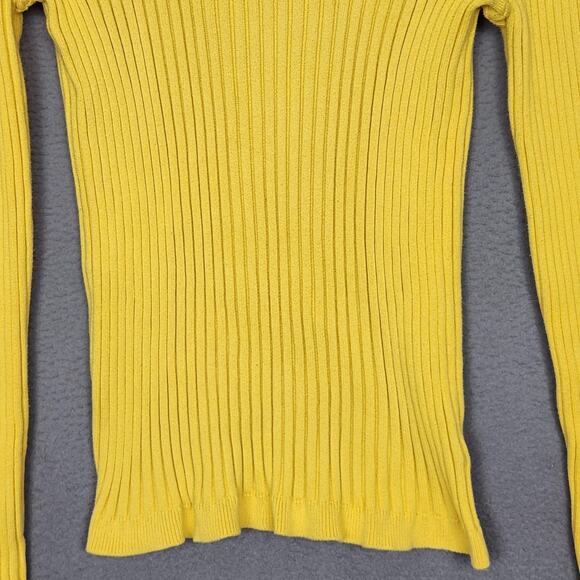 Lauren Ralph Lauren Sweater Womens XL Yellow Button Shoulder Faux Suede Patch - Picture 6 of 12